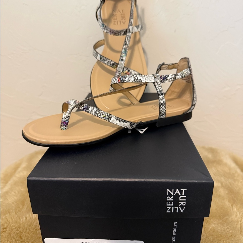 Naturalizer Women's Snakeskin Print Strappy Flat Sandals